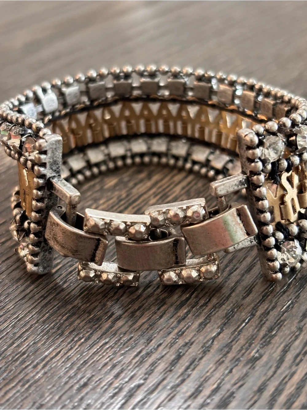 Stella & Dot Petra Crystal Statement Bracelet - Gold and Silver- retired